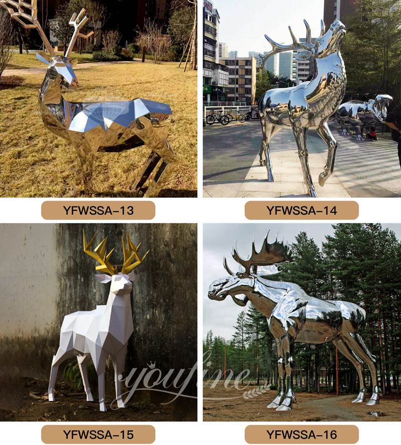 Mesmerize Geometric Metal Deer Sculptures for Lobby - Geometric Sculpture - 15