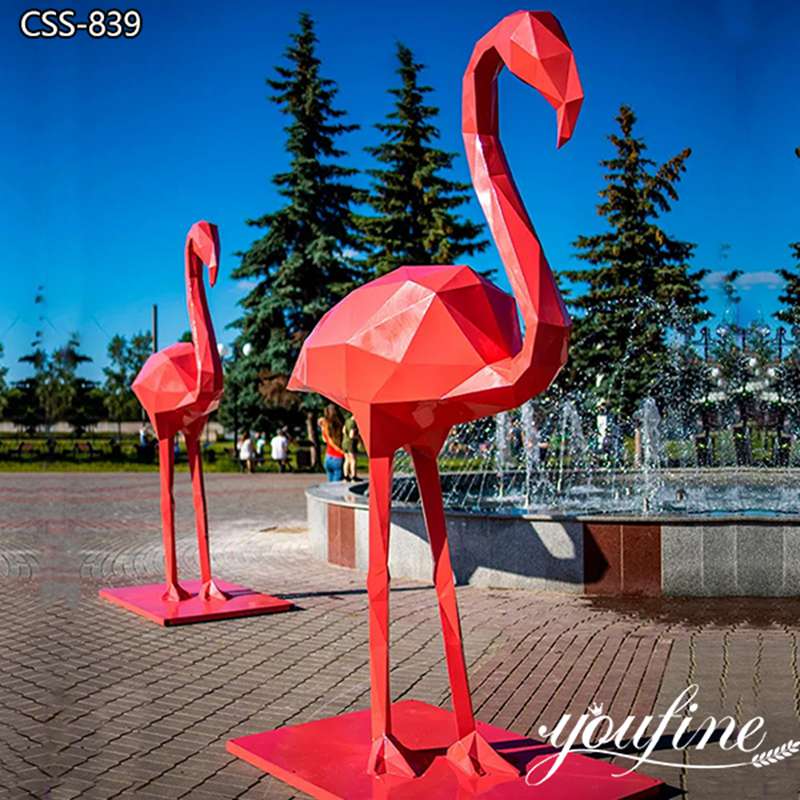 Metal Flamingo Sculpture Modern Geometric Decor for Sale CSS-839 - Garden Metal Sculpture - 5