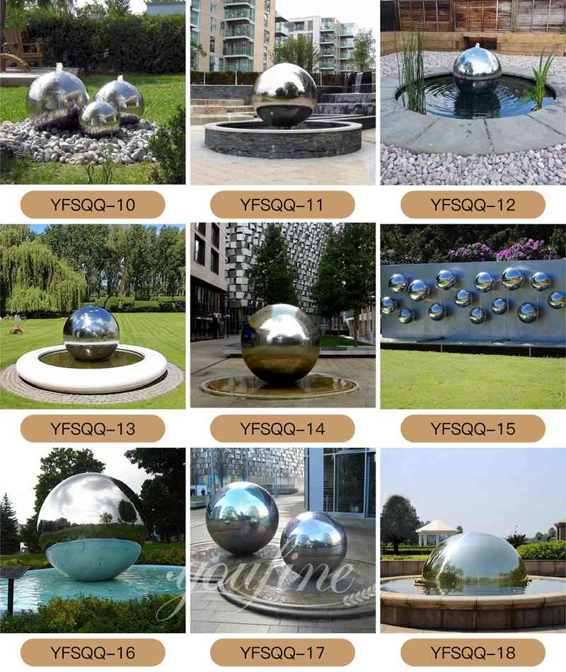 Stainless Steel Sphere Water Fountain Modern Feature for Sale CSS-835 - Abstract Water Sculpture - 6