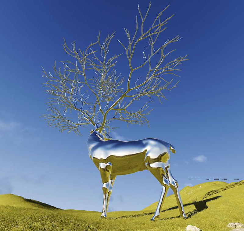 mirror polished deer sculpture - YouFine Sculpture (6)