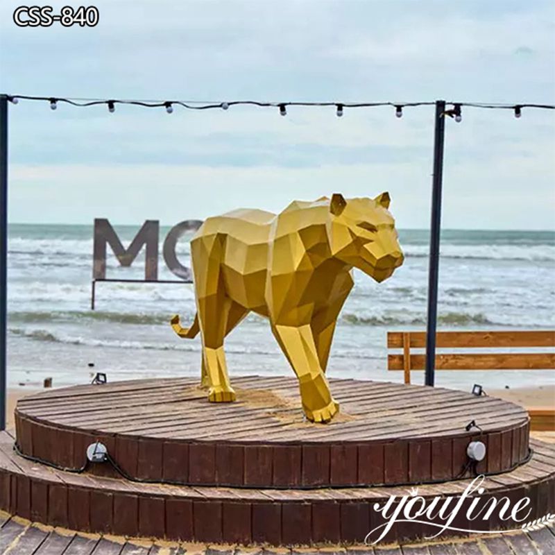 Geometric Panther Statue Stainless Steel Animal Decor Supplier CSS-840 - Center Square - 3