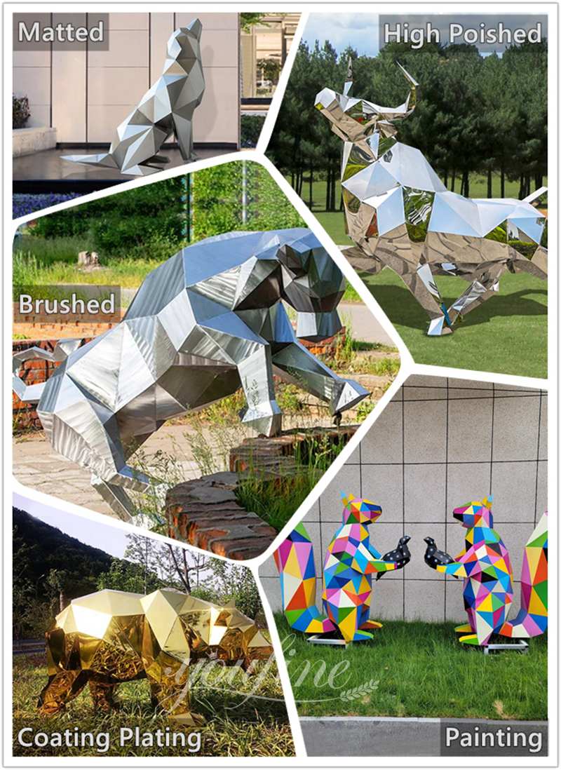 Stainless Steel Geometric Bull Statue Modern Decor for Sale CSS-841 - Garden Metal Sculpture - 8