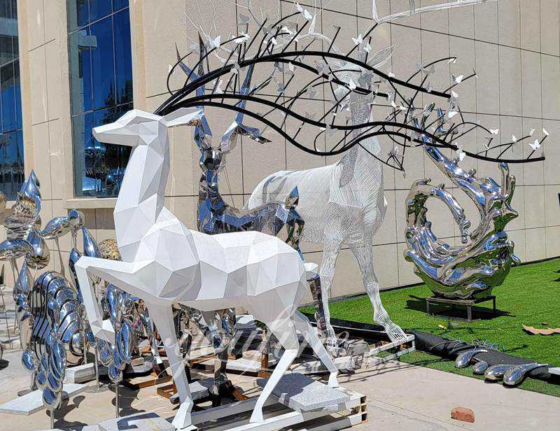stainless steel deer sculpture - YouFine Sculpture (3)