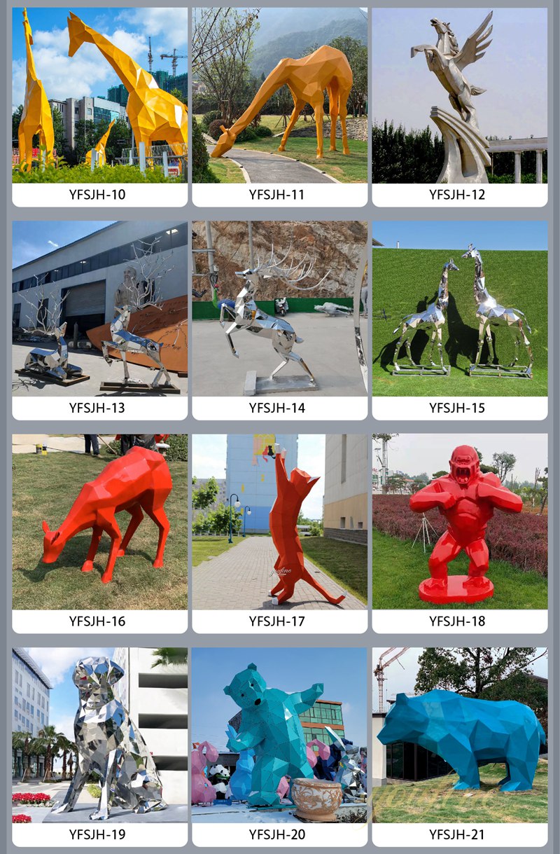 Modern Geometric Metal Rhino Sculpture Garden Decor for Sale CSS-837 - Center Square - 6