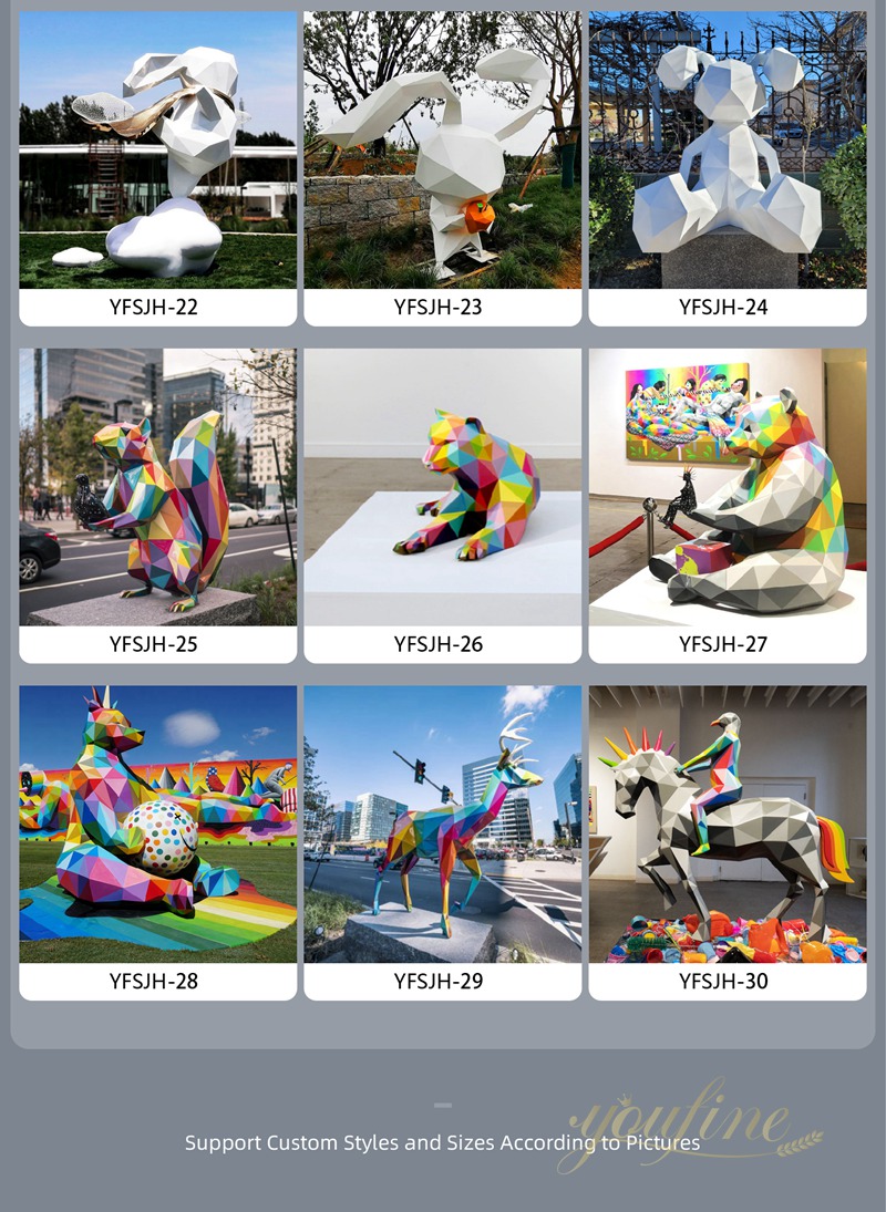 Modern Geometric Metal Rhino Sculpture Garden Decor for Sale CSS-837 - Center Square - 7