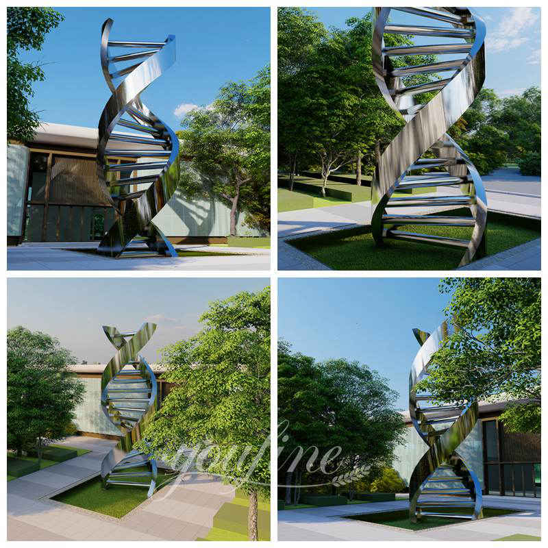 Polished Stainless Steel DNA Sculpture Supplier CSS-856 - Center Square - 3