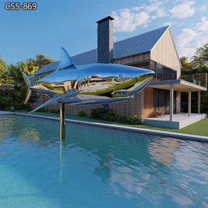 High Polished Metal Shark Sculpture Water Feature for Sale CSS-869