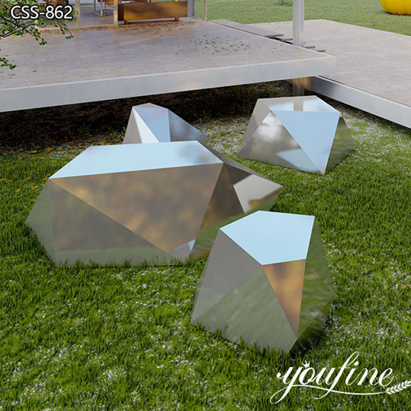 Metal Geometric Sculpture Rock Design for Outdoor Lawn CSS-862