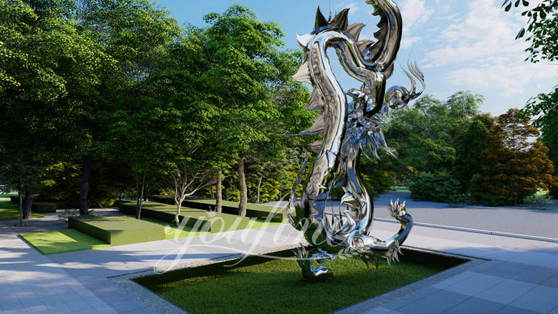 Stainless steel dragon sculpture - YouFine Sculpture (1)