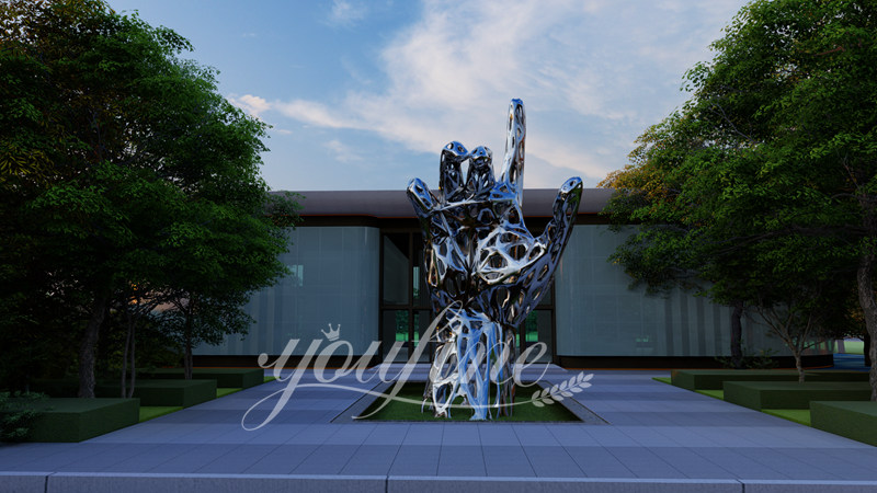 Large Outdoor Hollow Metal Hand Sculpture for Sale CSS-861 - Center Square - 2