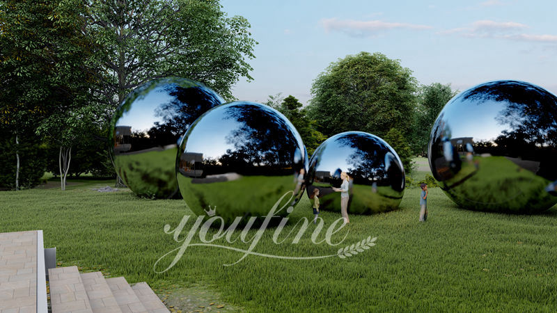 Large Modern Stainless Steel Ball Sculpture for Garden CSS-851 - Garden Metal Sculpture - 3