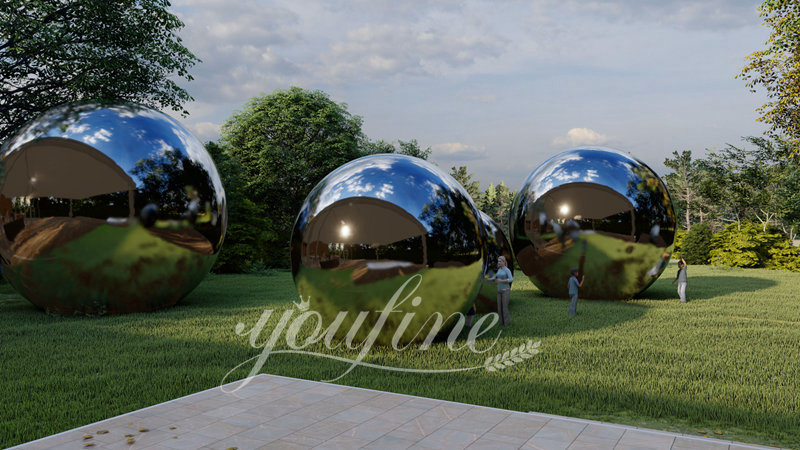 Large Modern Stainless Steel Ball Sculpture for Garden CSS-851 - Garden Metal Sculpture - 2