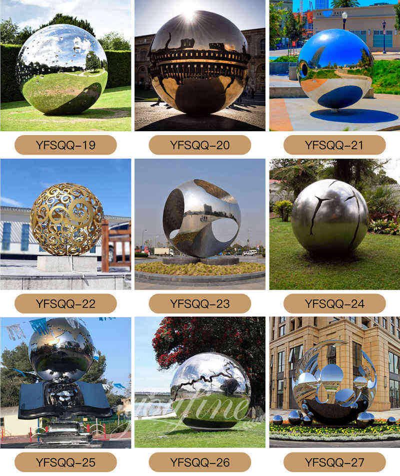 Large Modern Stainless Steel Ball Sculpture for Garden CSS-851 - Garden Metal Sculpture - 6