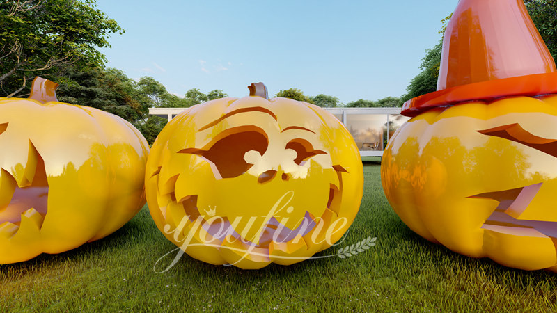 Large Outdoor Metal Pumpkins Painted Decor for Sale CSS-855 - Garden Metal Sculpture - 6