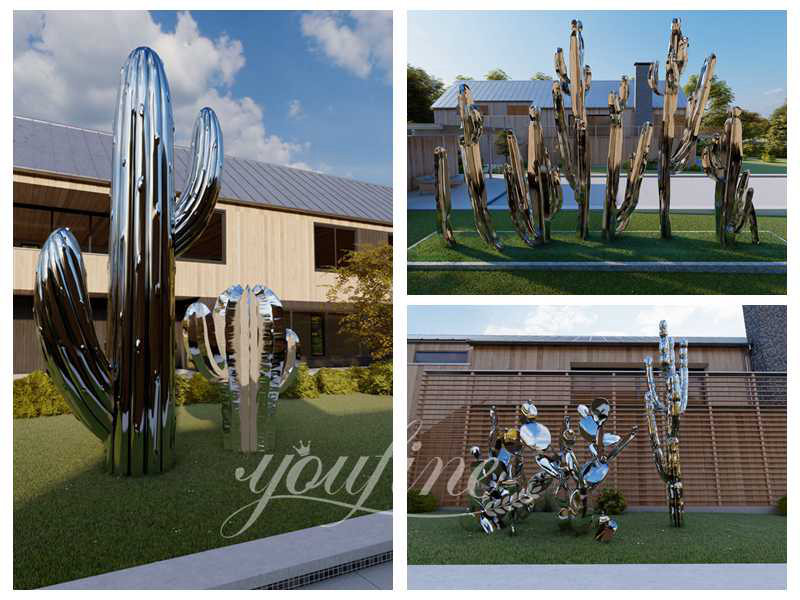 Large Metal Cactus Sculpture for Outdoor Lawn for Sale CSS-857 - Center Square - 2