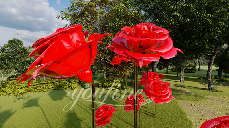 Garden Flower Art Metal Rose Sculpture for Sale CSS-873 - Center Square - 7