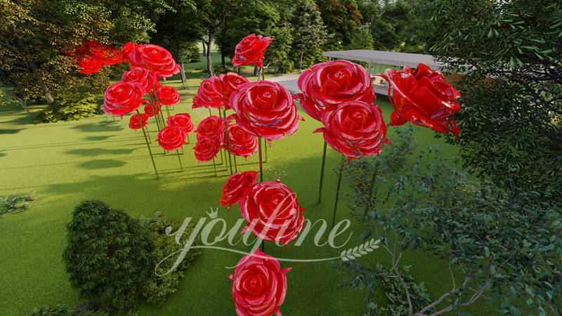 Garden Flower Art Metal Rose Sculpture for Sale CSS-873 - Center Square - 8