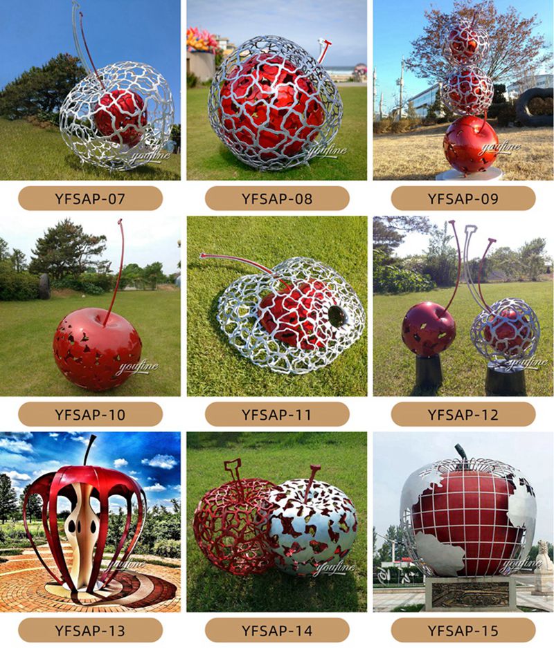 Large Garden Metal Apple Sculpture for Sale CSS-874 - Center Square - 13