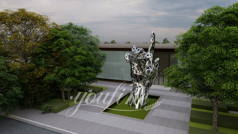 Large Outdoor Hollow Metal Hand Sculpture for Sale CSS-861 - Center Square - 4