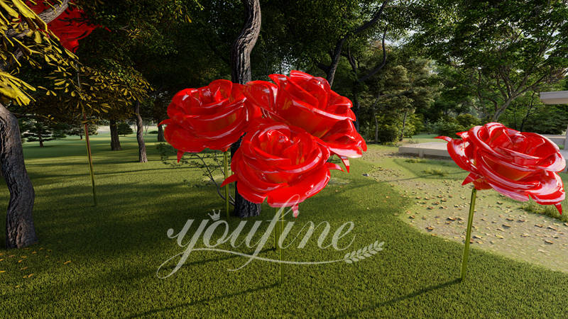 Garden Flower Art Metal Rose Sculpture for Sale CSS-873 - Center Square - 6