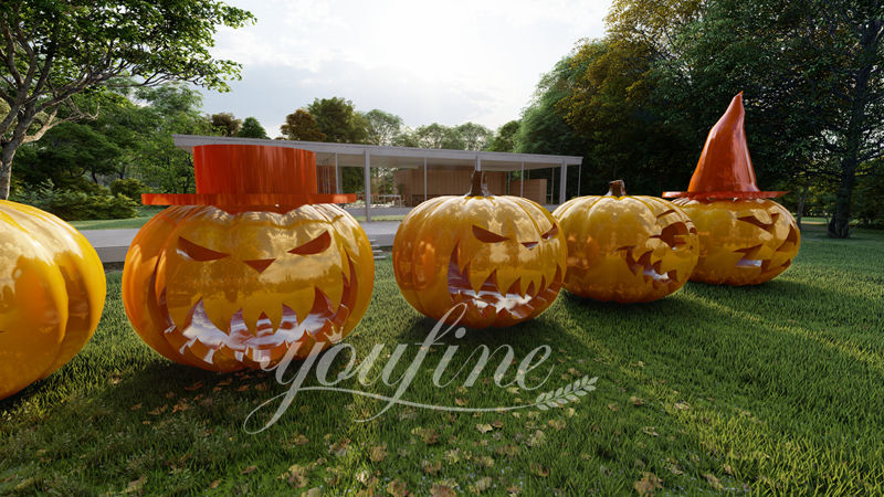 Large Outdoor Metal Pumpkins Painted Decor for Sale CSS-855 - Garden Metal Sculpture - 3