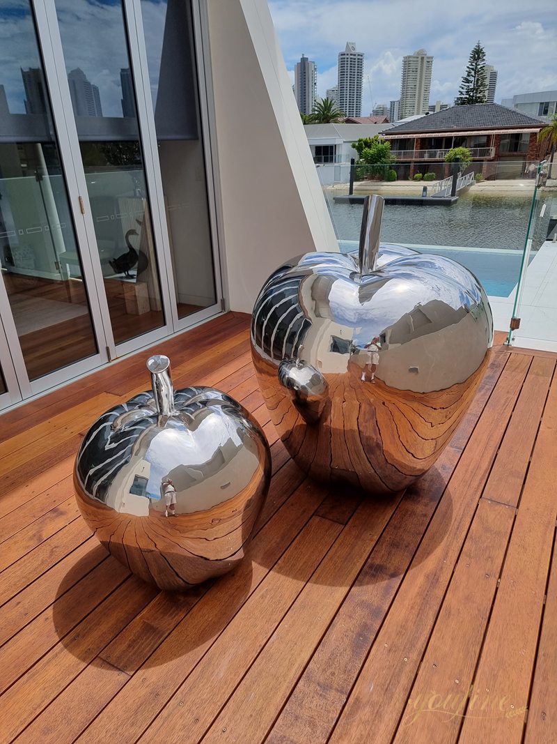 stainless steel apple sculpture 