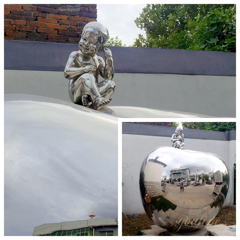 stainless steel apple sculpture 