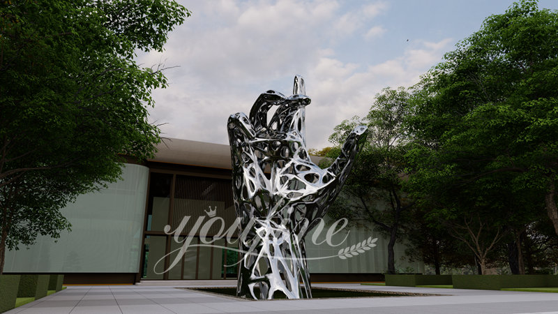 stainless steel hand statue for sale (2)