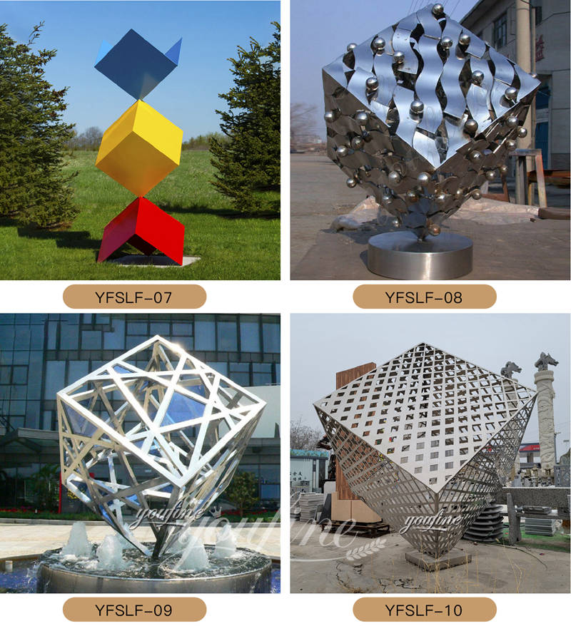 Cube metal garden sculptures- YouFine Sculpture (1)
