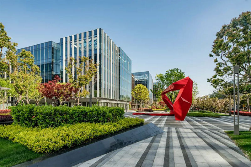 Red Geometric Sculpture - YouFine Sculpture 