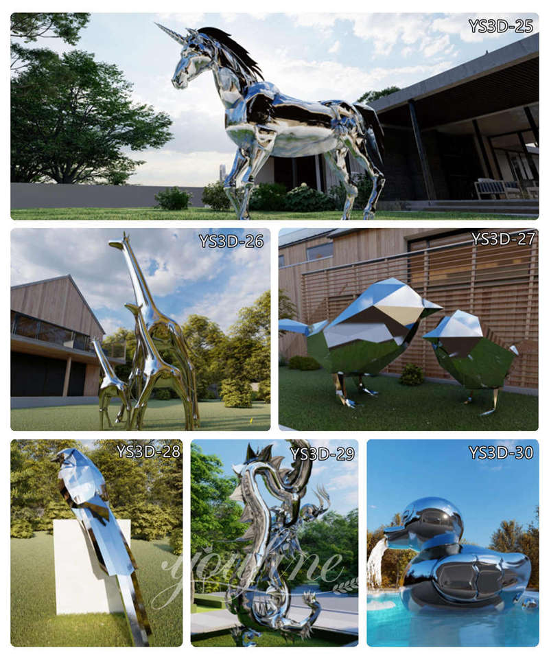 Stainless Steel Geometric Outdoor Metal Bird Sculpture CSS-867 - Center Square - 5