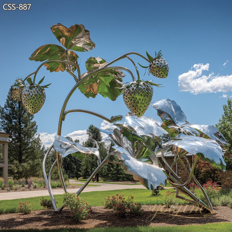 modern Stainless Steel Outdoor Strawberry Sculpture for garden