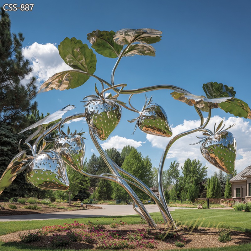 modern large Stainless Steel Outdoor Strawberry Sculpture for garden