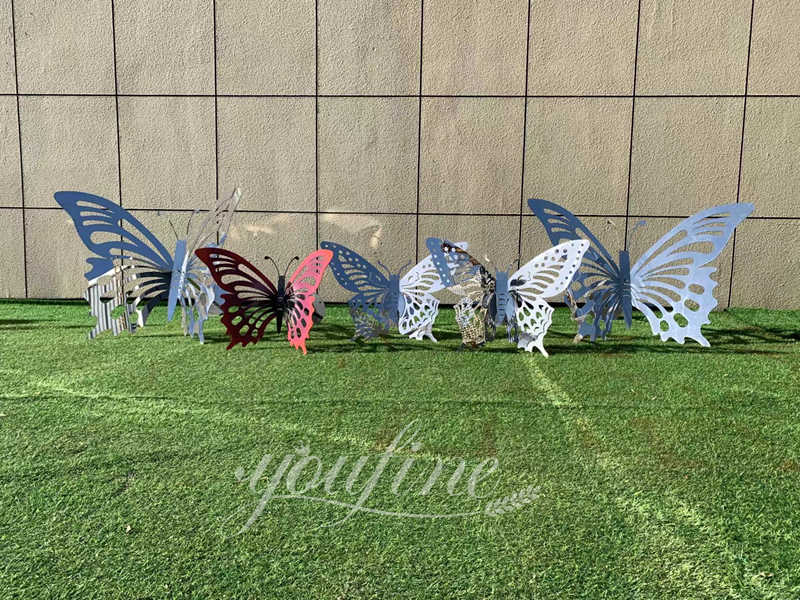 Outdoor Stainless Steel Butterfly Sculpture for Lawn CSS-875 - Center Square - 3