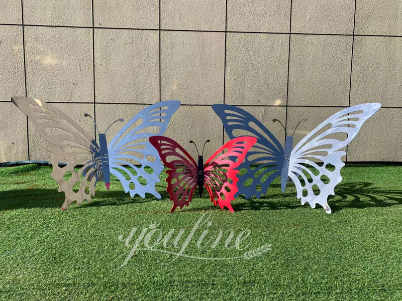 Outdoor Stainless Steel Butterfly Sculpture for Lawn CSS-875 - Center Square - 2