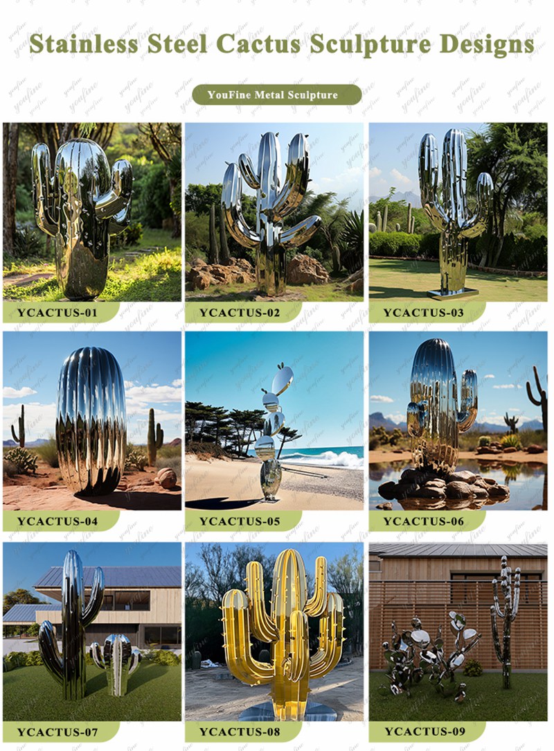 youfine stainless steel cactus sculpture for sale