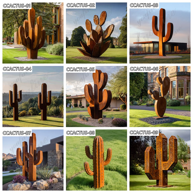 some custom Corten Steel Cactus Sculptures