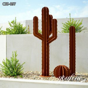 Corten Steel Saguaro Cactus Sculpture Yard Art Supplier CSS-897