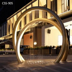 Metal Circle Outdoor Light Sculpture Fountain on Stand for Square CSS-905