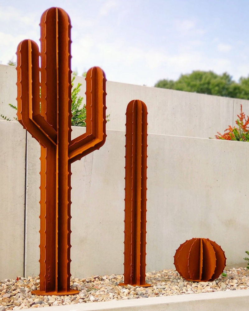 corten steel saguaro cactus garden statue - YouFine Sculpture