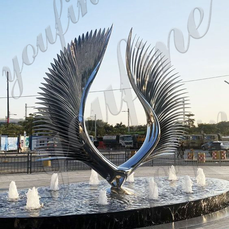 Large Stainless Steel Abstract Sculpture Wings Modern City for Sale CSS-898 - Garden Metal Sculpture - 6