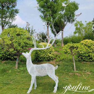 White Stainless Steel Wire Deer Sculpture for Sale CSS-151
