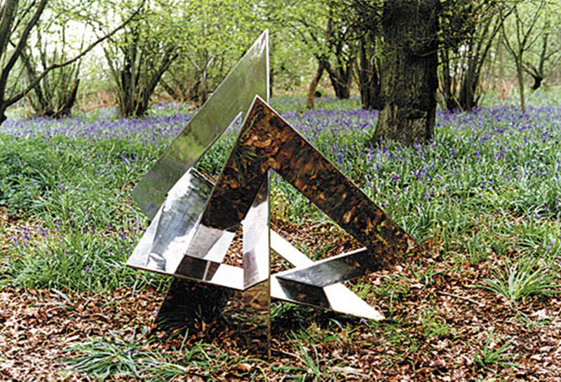 Stainless Steel Symbolic Intuition Triangular Sculpture for Sale CSS-896 - Garden Metal Sculpture - 2