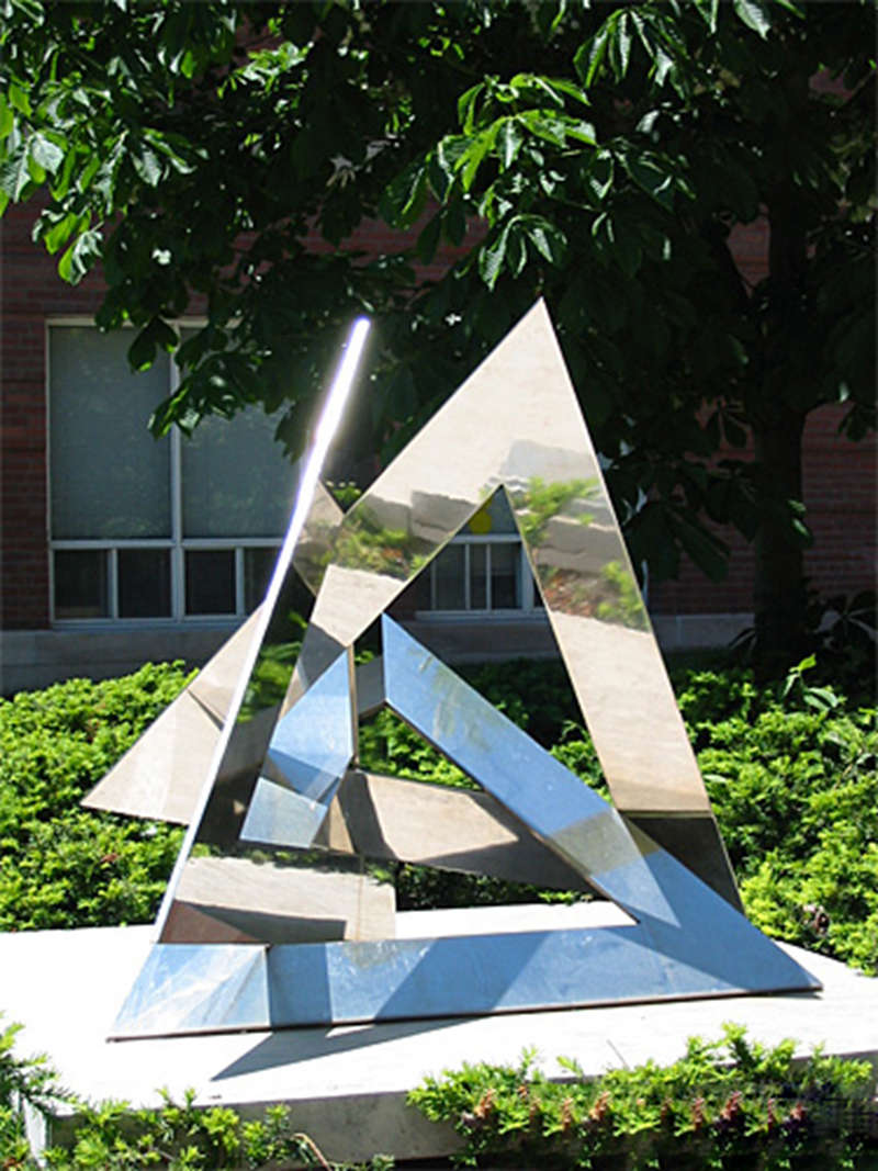 Stainless Steel Symbolic Intuition Triangular Sculpture for Sale CSS-896 - Garden Metal Sculpture - 1
