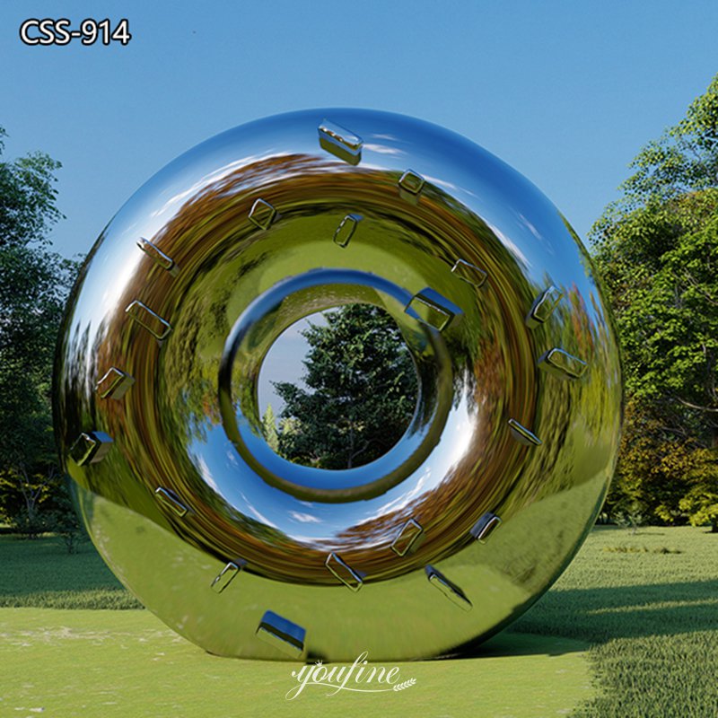 Stainless Steel Donut Statue Public Art Installation YouFine Sculpture