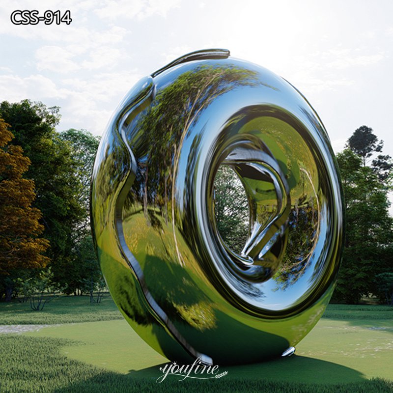 Stainless Steel Donut Statue Public Art Installation YouFine Sculpture