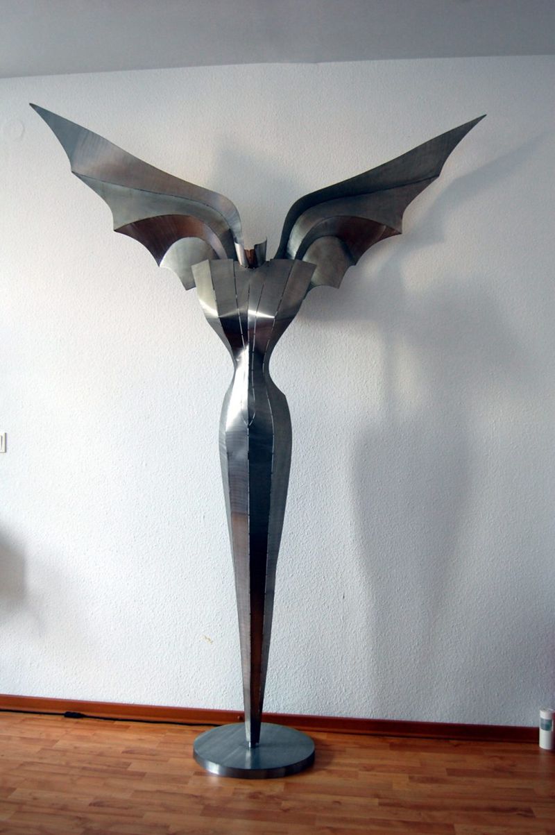 Stainless Steel Abstract Modern Angel Statue Indoor Light Decor CSS-908 - Garden Metal Sculpture - 1