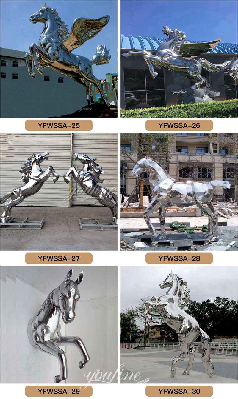Stainless Steel Large Rearing Horse Statue for Sale CSS-916 - Garden Metal Sculpture - 7