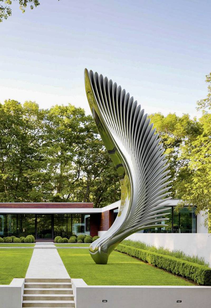 Large Mirror Wing Stainless Steel Ken Kelleher Sculpture for Public CSS-909 - Center Square - 1