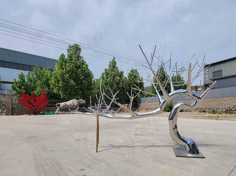 Modern Large Outdoor Stainless Steel Tree Sculpture Manufacturer CSS-940 - Center Square - 9